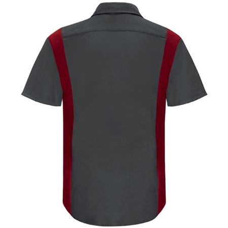 WORKWEAR OUTFITTERS Men's Short Sleeve Perform Plus Shop Shirt w/ Oilblok Tech Charcoal/ Red, XXL SY42CF-SS-XXL